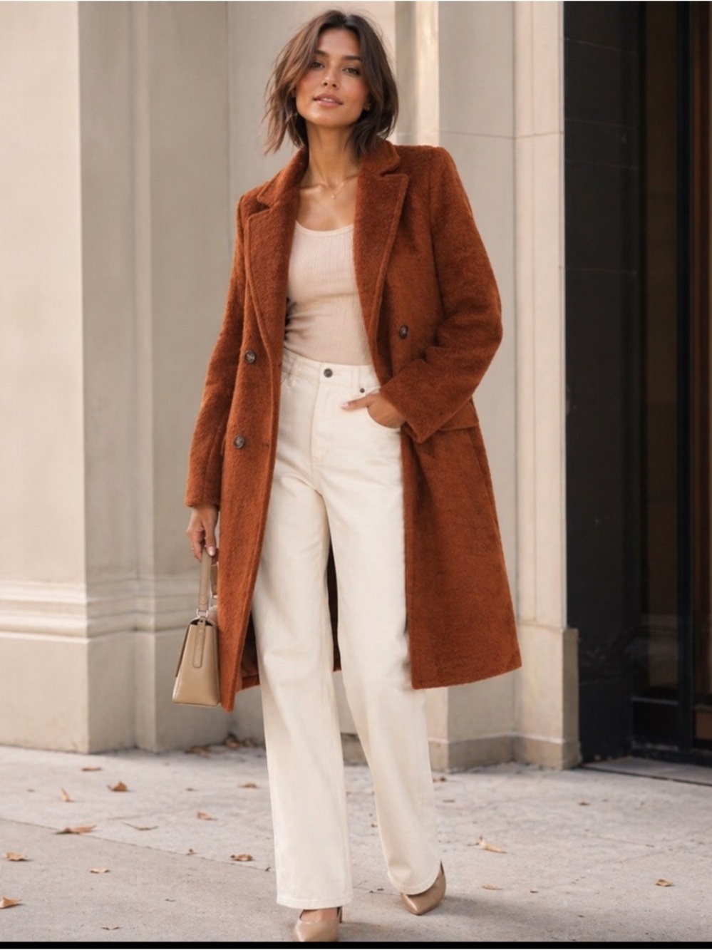 ASTR x Revolve Blair Long Pea Coat Cinnamon Brown XS NWT